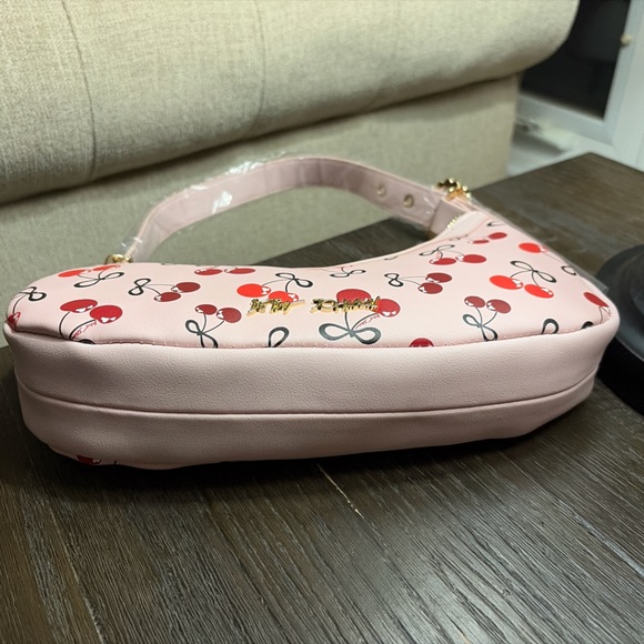 Betsey Johnson Pink Cherry Bow Shoulder Bag with Charm NWT - Picture 6 of 6